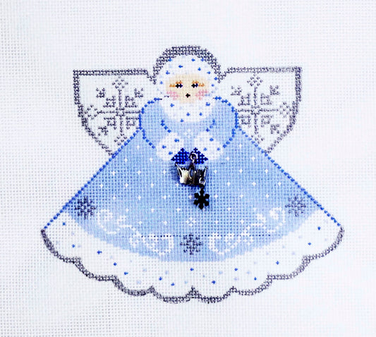 Angel ~ Snow Queen Angel with Charms handpainted Needlepoint Christmas Ornament Canvas by Painted Pony