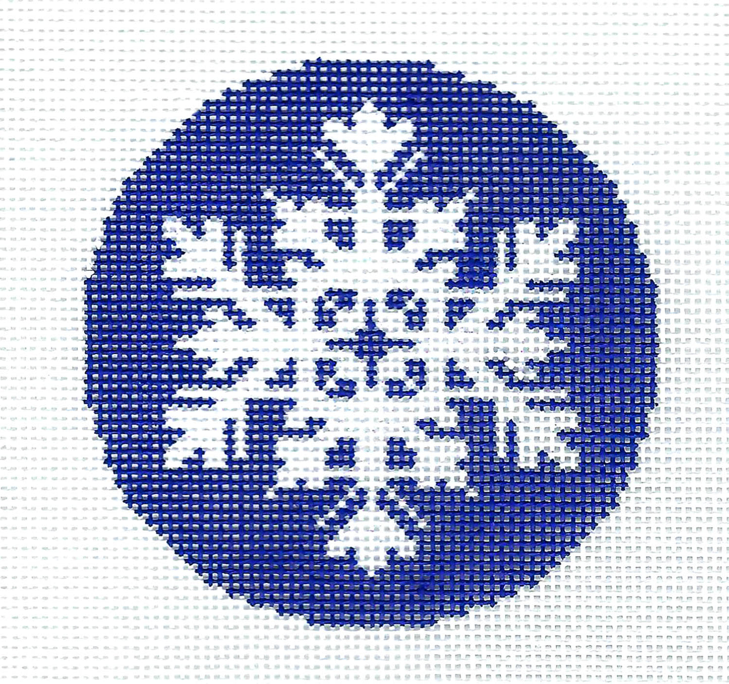 Round ~ Winter Snowflake handpainted Needlepoint Canvas 3" Rd. Ornament or Insert by LEE