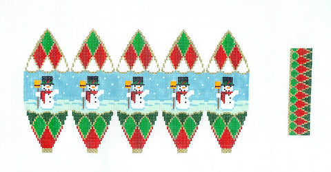 3-D Ornament ~ Many SNOWMEN Hot Air Balloon with Basket handpainted Needlepoint Canvas by Susan Roberts