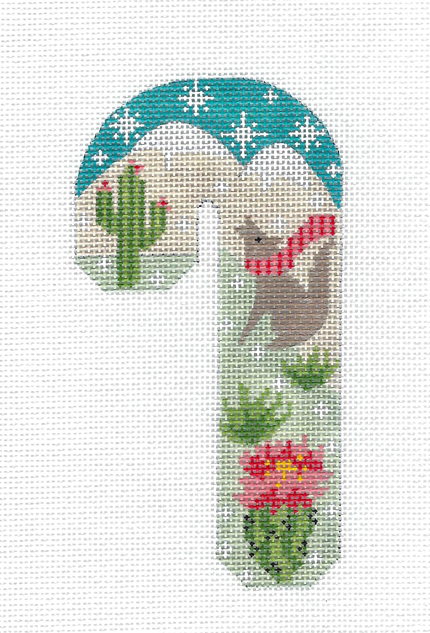 Candy Cane ~ Southwest Cactus Desert Medium Candy Cane handpainted Needlepoint Canvas CH Design from Danji
