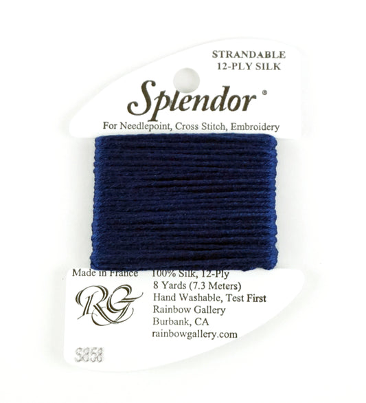SPLENDOR SILK #S858 "Medium Navy" Needlework Stitching Thread by Rainbow Gallery