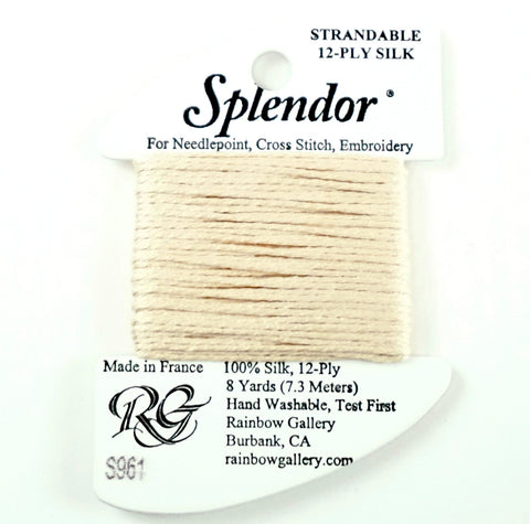 SPLENDOR SILK  #S961 "Cream" Needlepoint Stitching Thread by Rainbow Gallery