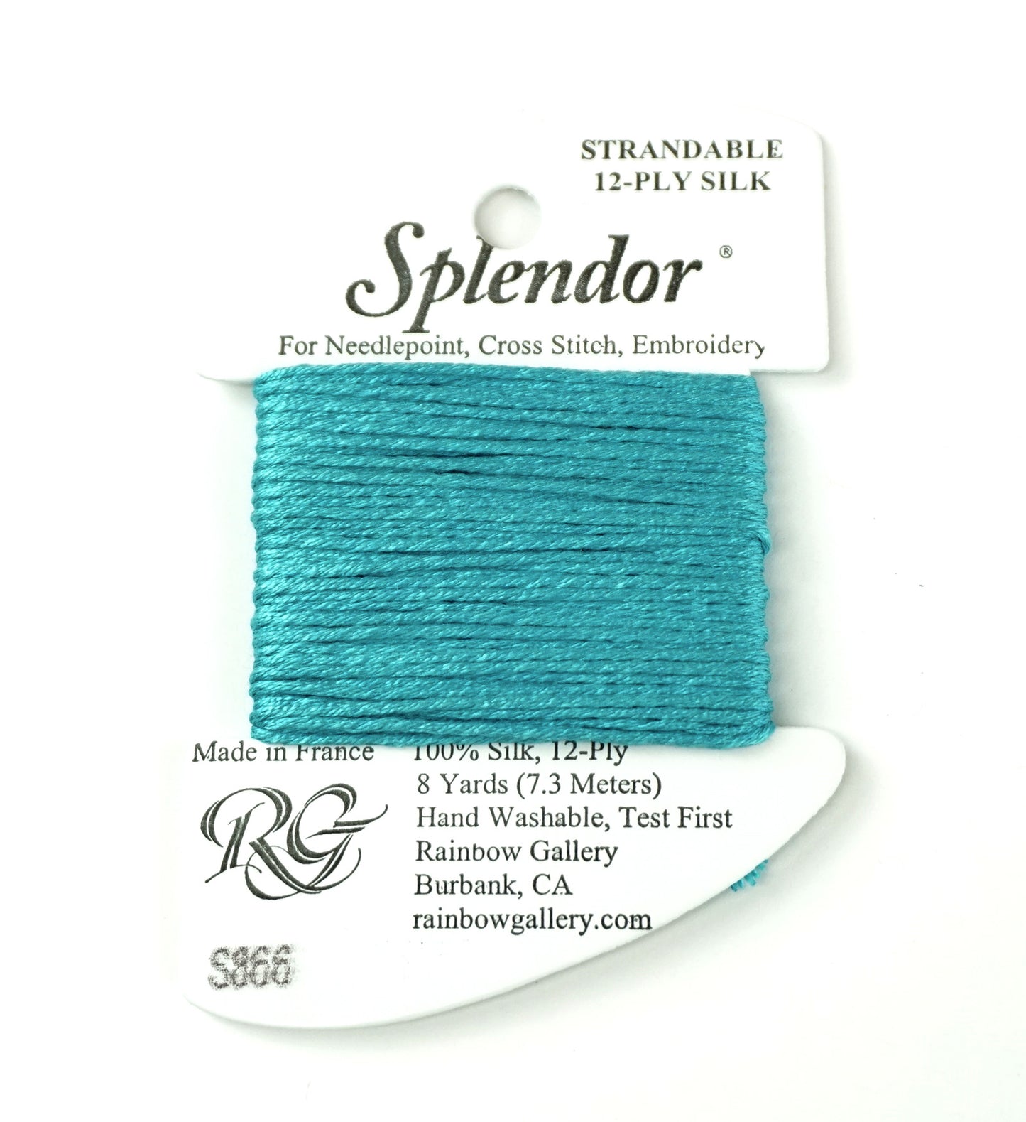 SPLENDOR SILK  #S866 "Aqua" Needlepoint Stitching Thread by Rainbow Gallery