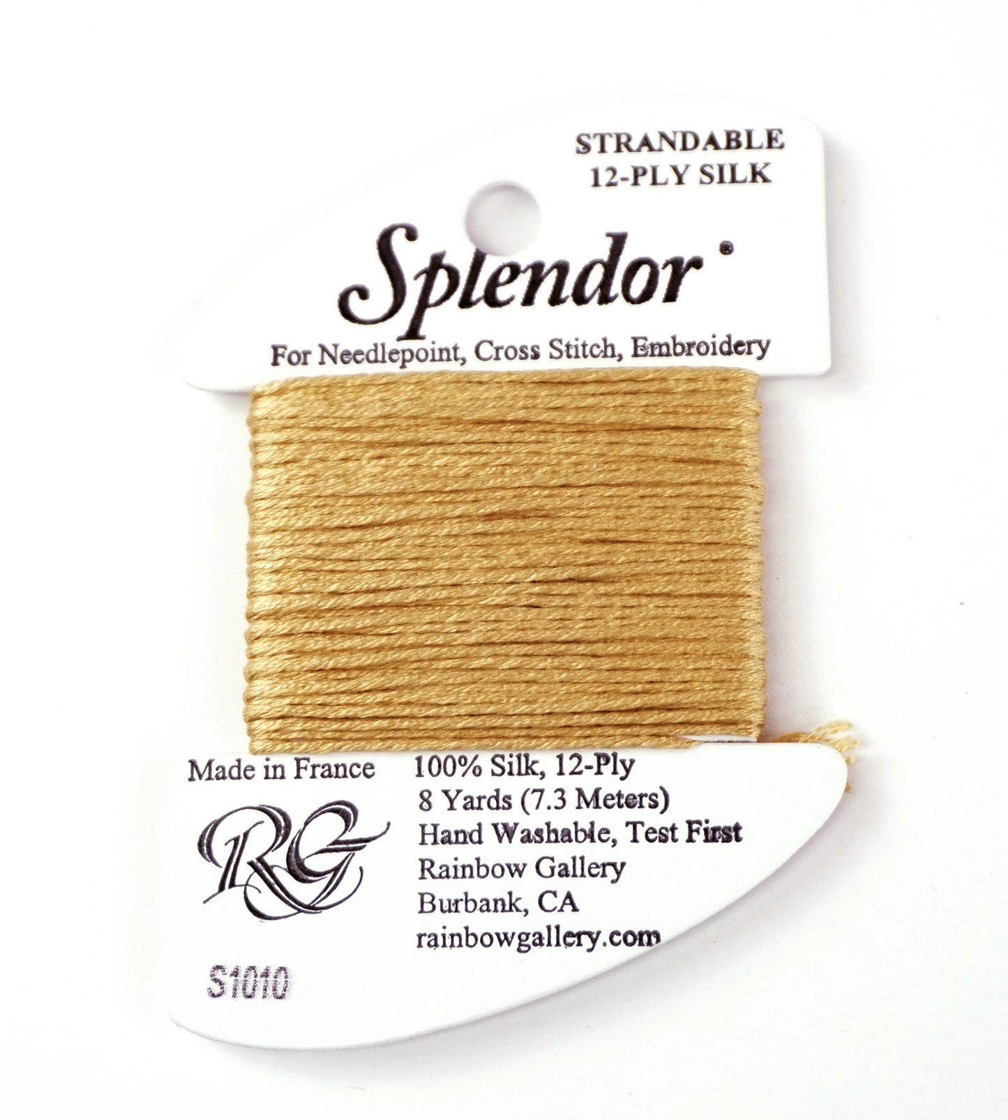 SPLENDOR SILK  #S1010 "Lite Old Gold" Needlepoint Stitching Thread by Rainbow Gallery