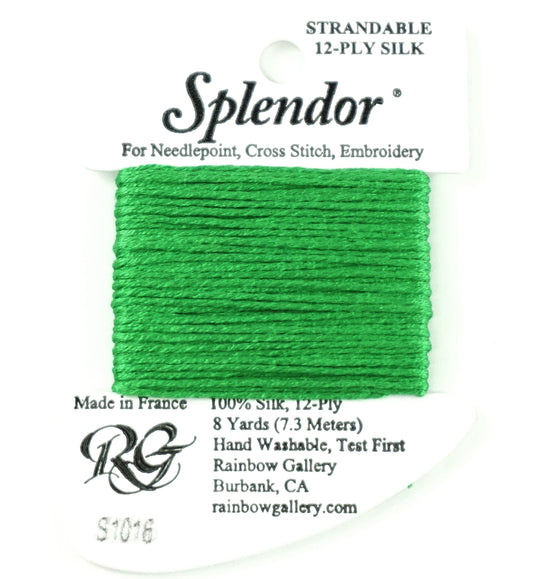 SPLENDOR SILK  #S1016  "Medium Christmas Green" Needlepoint Stitching Thread by Rainbow Gallery