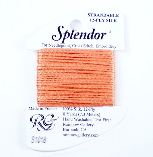 SPLENDOR SILK  #S1018 "Med. Salmon" Needlepoint Stitching Thread by Rainbow Gallery