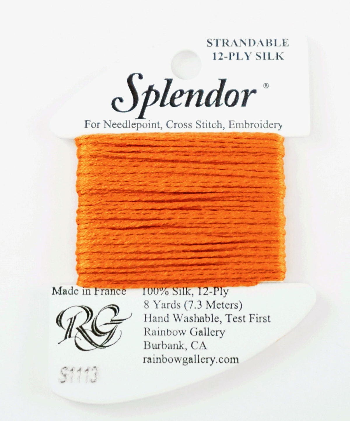 SPLENDOR SILK  #S1113 "Dark Apricot" Needlepoint Stitching Thread by Rainbow Gallery