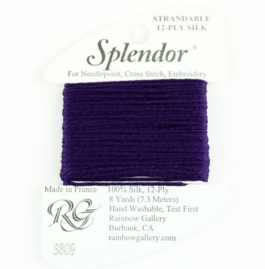 SPLENDOR SILK  #S809 "Dark. Purple" Needlepoint Stitching Thread by Rainbow Gallery