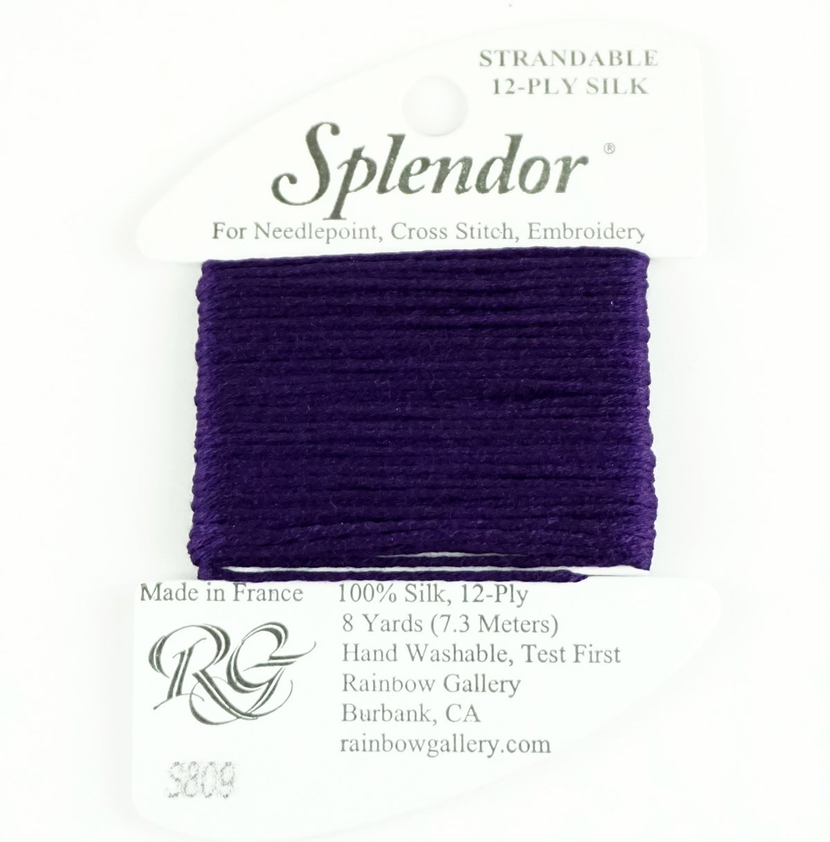 SPLENDOR SILK  "Dark Purple" #S809 Needlepoint Stitching Thread by Rainbow Gallery