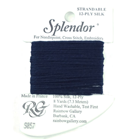 SPLENDOR SILK  #S857 "Navy Blue" Needlepoint Stitching Thread by Rainbow Gallery