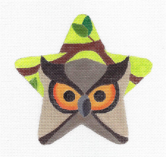 Animal STAR ~ OWL Star handpainted Needlepoint Canvas by Raymond Crawford