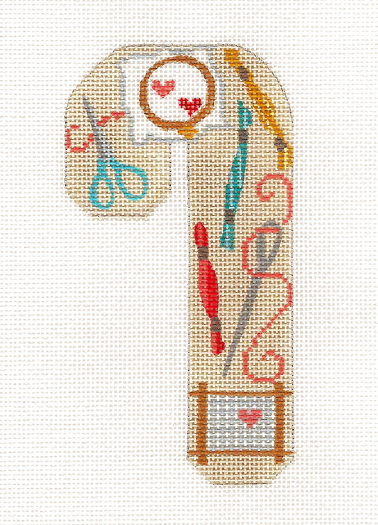 Candy Cane ~ Stitcher's Needlepoint Tools Medium Candy Cane handpainted Needlepoint Canvas CH Design from Danji