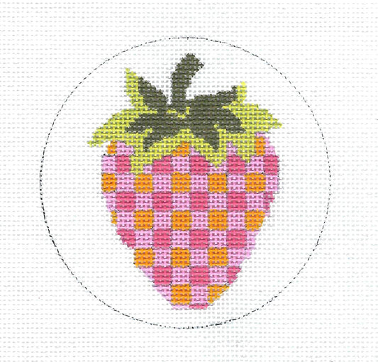Checked Strawberry handpainted Needlepoint Ornament Canvas by Abigail Cecile from PLD