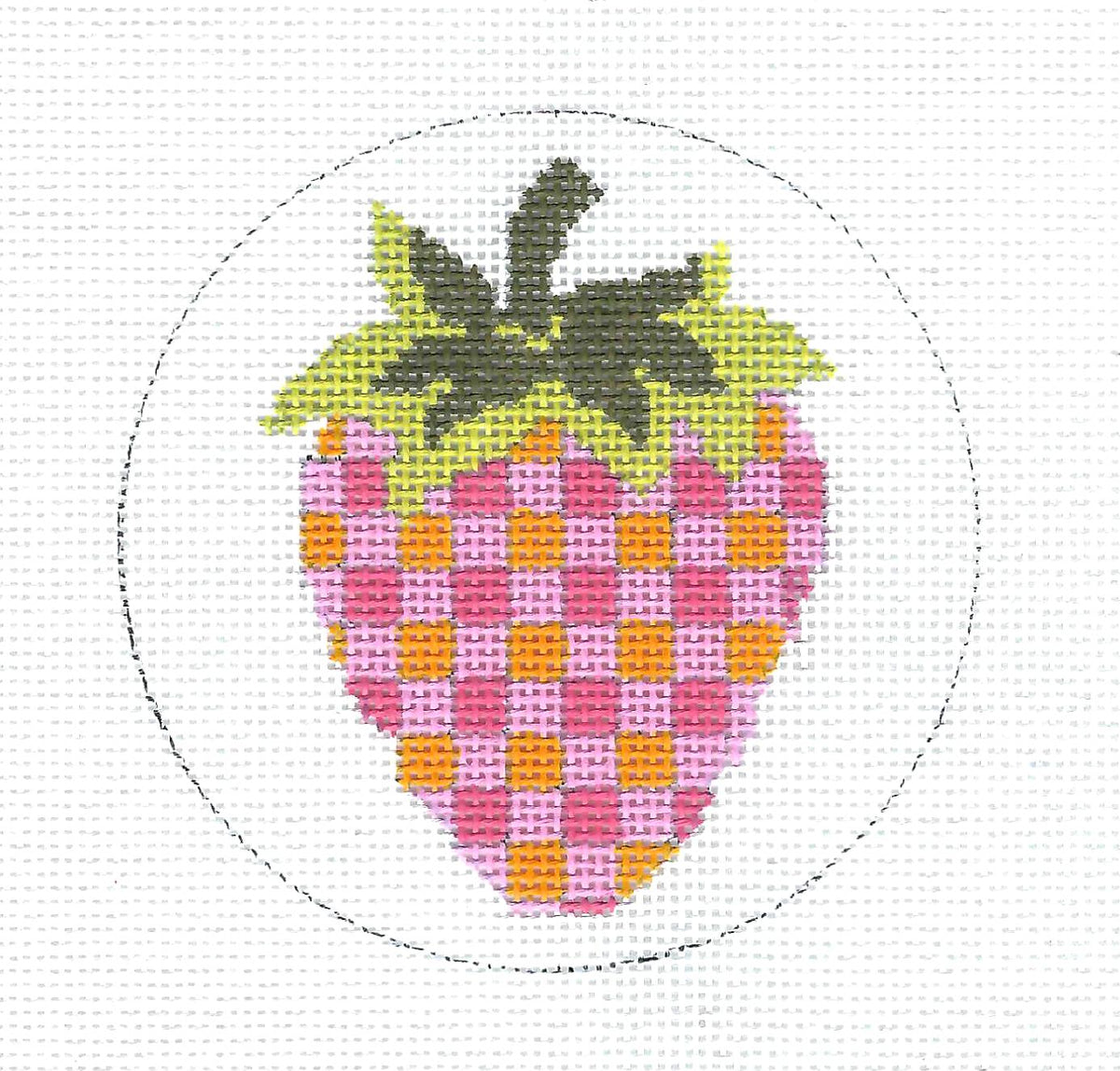 Checked Strawberry handpainted 18 Mesh Needlepoint Ornament Canvas by Abigail Cecile from PLD