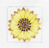 Coaster ~ "NEW" Yellow Sunflower  4" Sq. Coaster handpainted Needlepoint Canvas Jean Smith