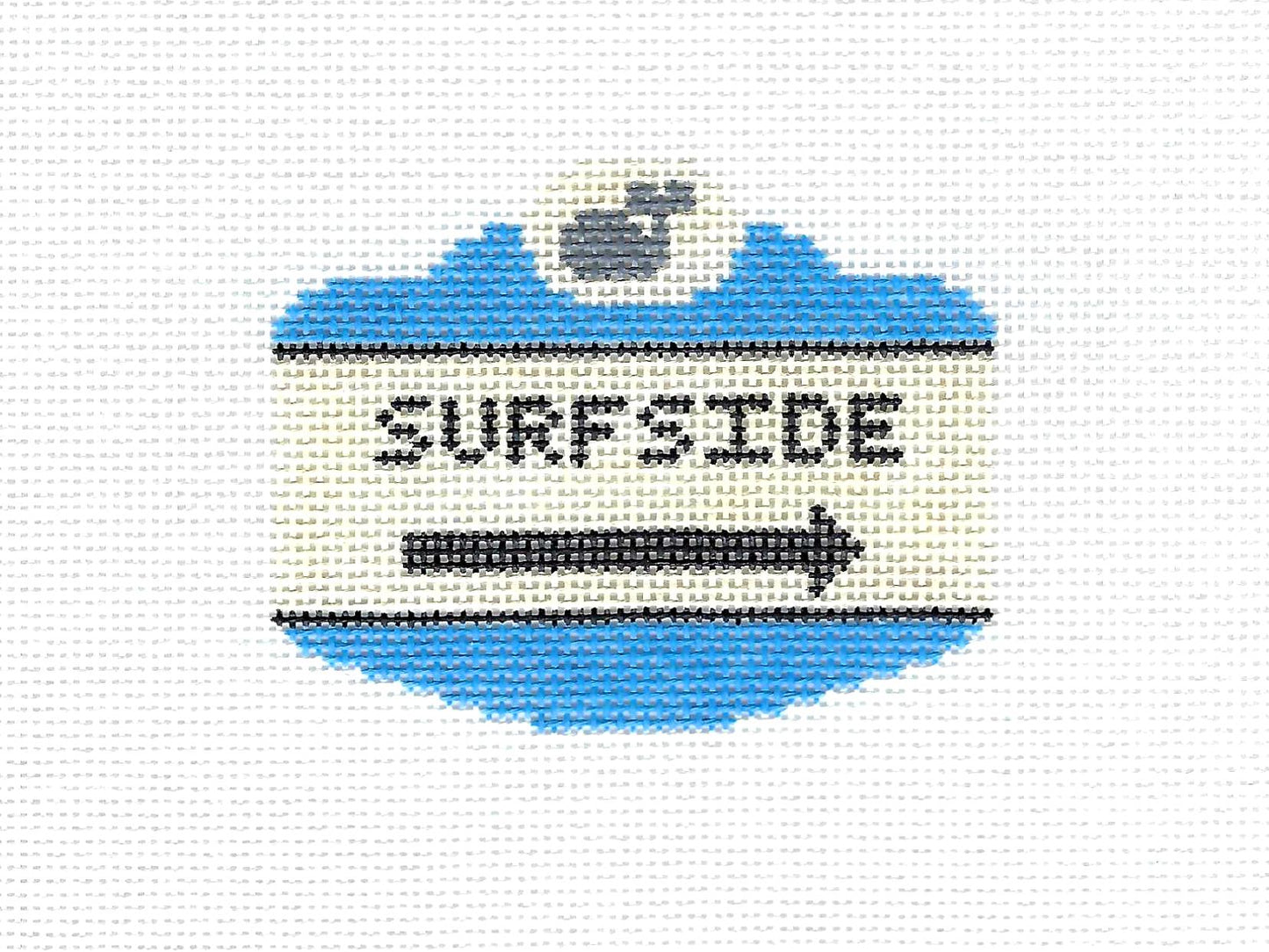 Travel Sign ~ SURFSIDE, NANTUCKET ISLAND, MASS. SIGN handpainted Needlepoint Canvas by Silver Needle