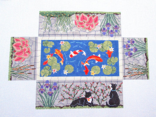 Brick Cover ~ Summer Koi Pond Door Stop handpainted Needlepoint Canvas by Susan Roberts