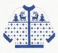 Sweater ~ Reindeer Blue & White KNITTED SWEATER handpainted 13 Mesh Needlepoint Canvas by Silver Needle