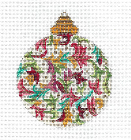 Ornament ~ Swirling Multi-Color Floral Ornament handpainted Needlepoint Canvas by Alexa