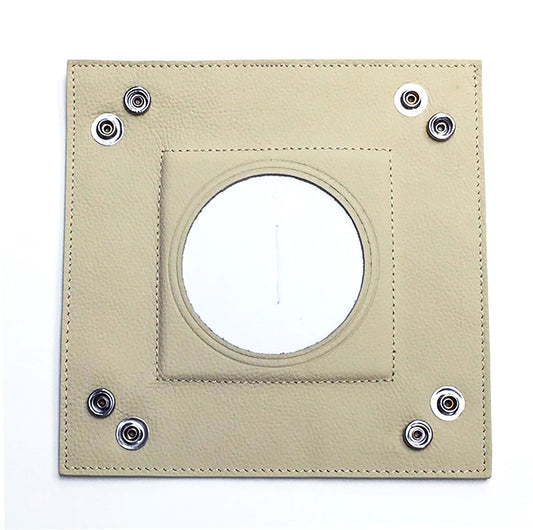 Accessory ~ Square Lite Tan Leather Snap Tray for a 3" Round Needlepoint Canvas by LEE