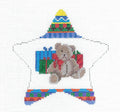Christmas ~ Teddy Bear with Gifts STAR handpainted 18 Mesh Needlepoint Ornament Canvas by Susan Roberts
