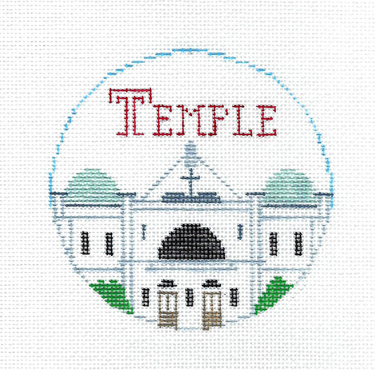 Destination ~ TEMPLE UNIVERSITY  in Philadelphia, PA. 18 Mesh handpainted Needlepoint Canvas by Kathy Schenkel