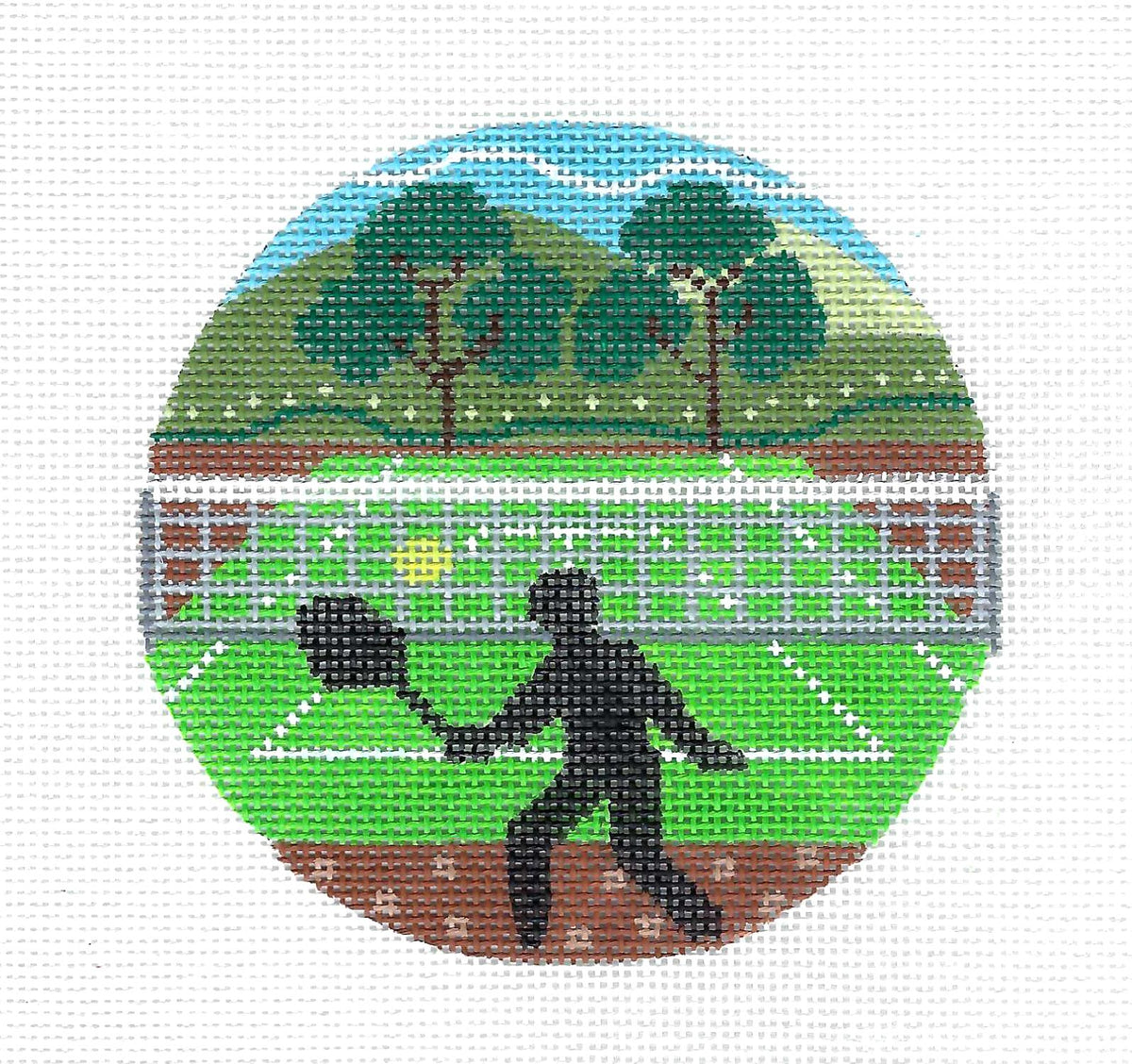 Dramatic Sports ~ TENNIS ~ handpainted 18 Mesh 4" Needlepoint Canvas Ornament by CH Design from Danji