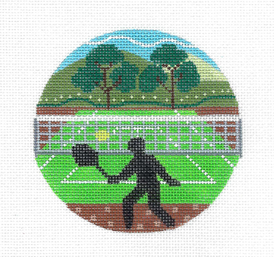 Dramatic Sports ~ TENNIS ~ handpainted 18 Mesh 4" Needlepoint Canvas Ornament by CH Design from Danji