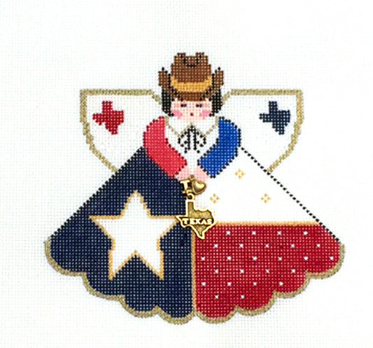 Angel ~ Texas Flag State Angel with Charm handpainted Needlepoint Canvas by Painted Pony