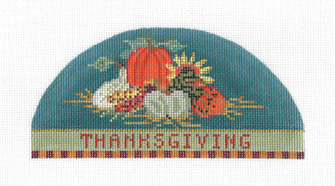 Thanksgiving ~ Elegant Thanksgiving Autumn handpainted Needlepoint Canvas by Kelly Clark