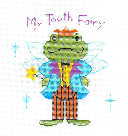 Tooth Fairy Canvas ~ Boy's Frog Prince TOOTH FAIRY Pillow handpainted Needlepoint Canvas ~ 18 Mesh by LEE