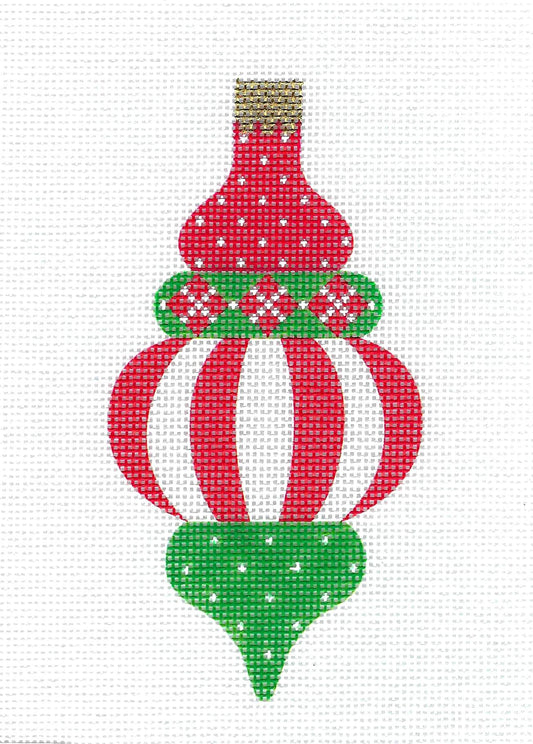 Christmas ~ Vintage Flair Argyle &  Stripes handpainted Needlepoint Ornament by Pepperberry