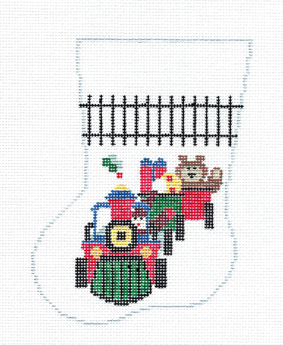 Child's Christmas ~ Choo Choo Train Mini Stocking Ornament handpainted Needlepoint Canvas by Kathy Schenkel