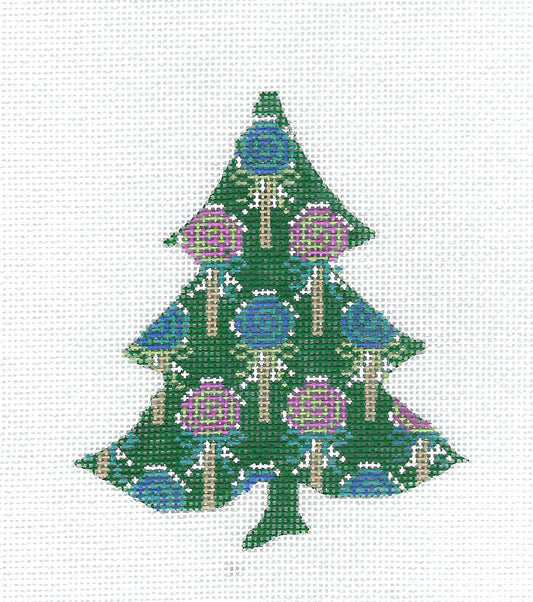 Kelly Clark Tree ~ Tutti Fruity Lollipop Tree handpainted Needlepoint Ornament Canvas by Kelly Clark