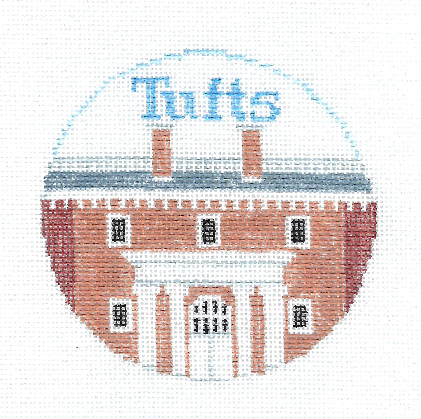 Destination ~ Tufts University in Medford, Massachusetts, a handpainted Needlepoint Canvas by Kathy Schenkel
