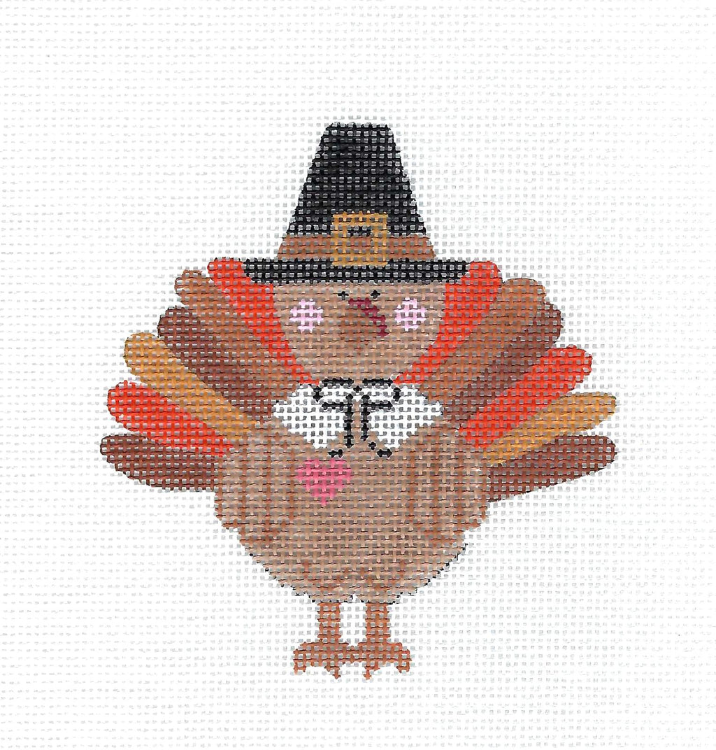 Autumn ~ Thanksgiving Turkey on 18 Mesh handpainted Needlepoint Canvas with STITCH GUIDE SET by CH Designs from Danji