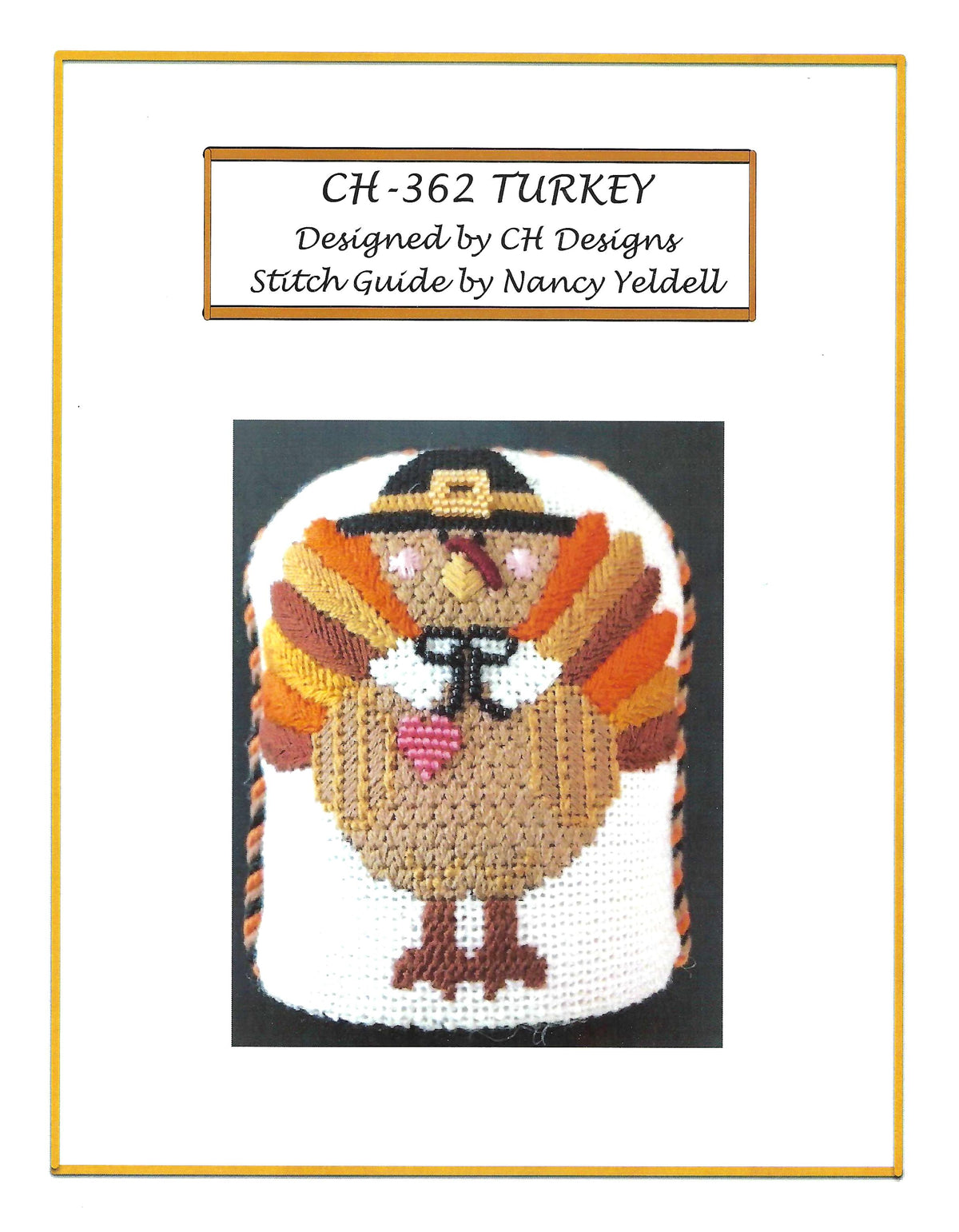 Autumn ~ Thanksgiving Turkey on 18 Mesh handpainted Needlepoint Canvas with STITCH GUIDE SET by CH Designs from Danji
