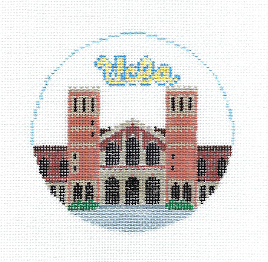 Travel Round ~ UCLA ~ University of California in Los Angeles handpainted Needlepoint Canvas by Kathy Schenkel