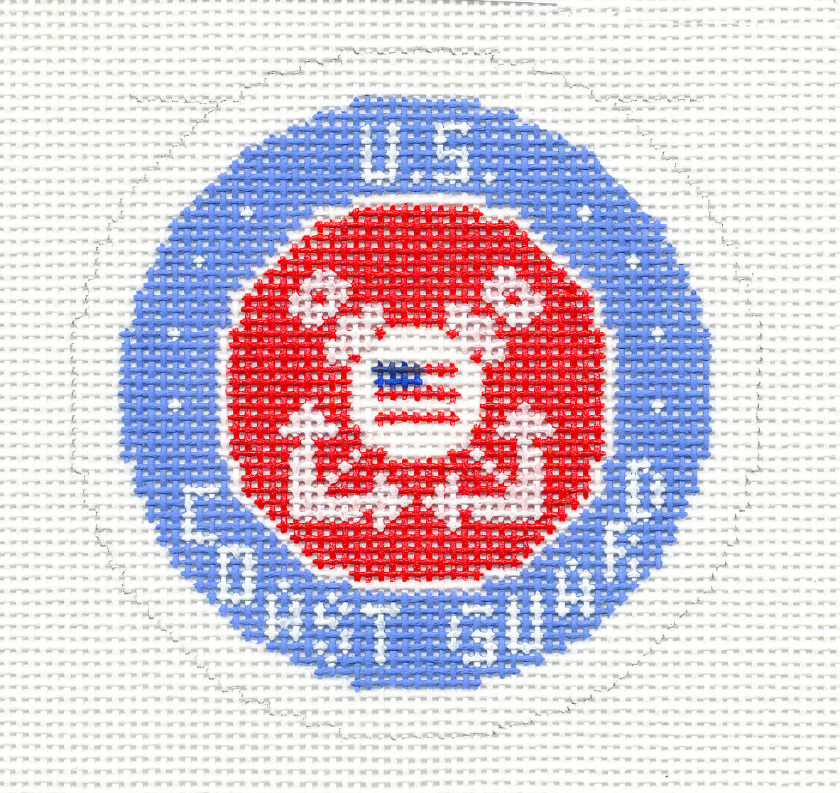 Military ~ U.S. COAST GUARD Military Emblem 3" Rd. handpainted 18 mesh Needlepoint Canvas by LEE