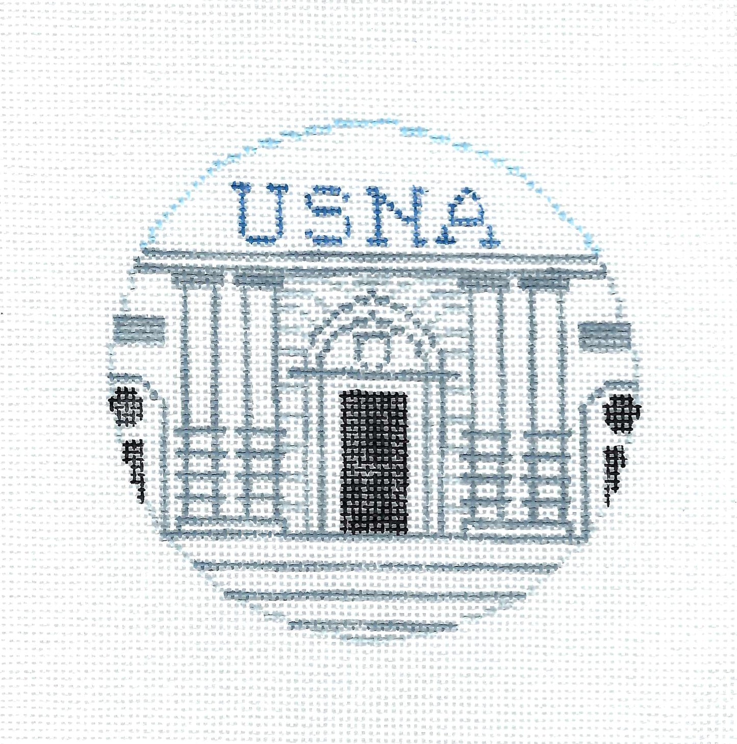 Military Round ~ US NAVAL ACADEMY, ANNAPOLIS, MARYLAND Military handpainted Needlepoint Canvas by Kathy Schenkel