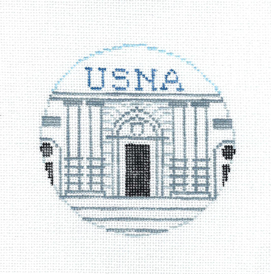 Military Round ~ US NAVAL ACADEMY, ANNAPOLIS, MARYLAND Military handpainted Needlepoint Canvas by Kathy Schenkel