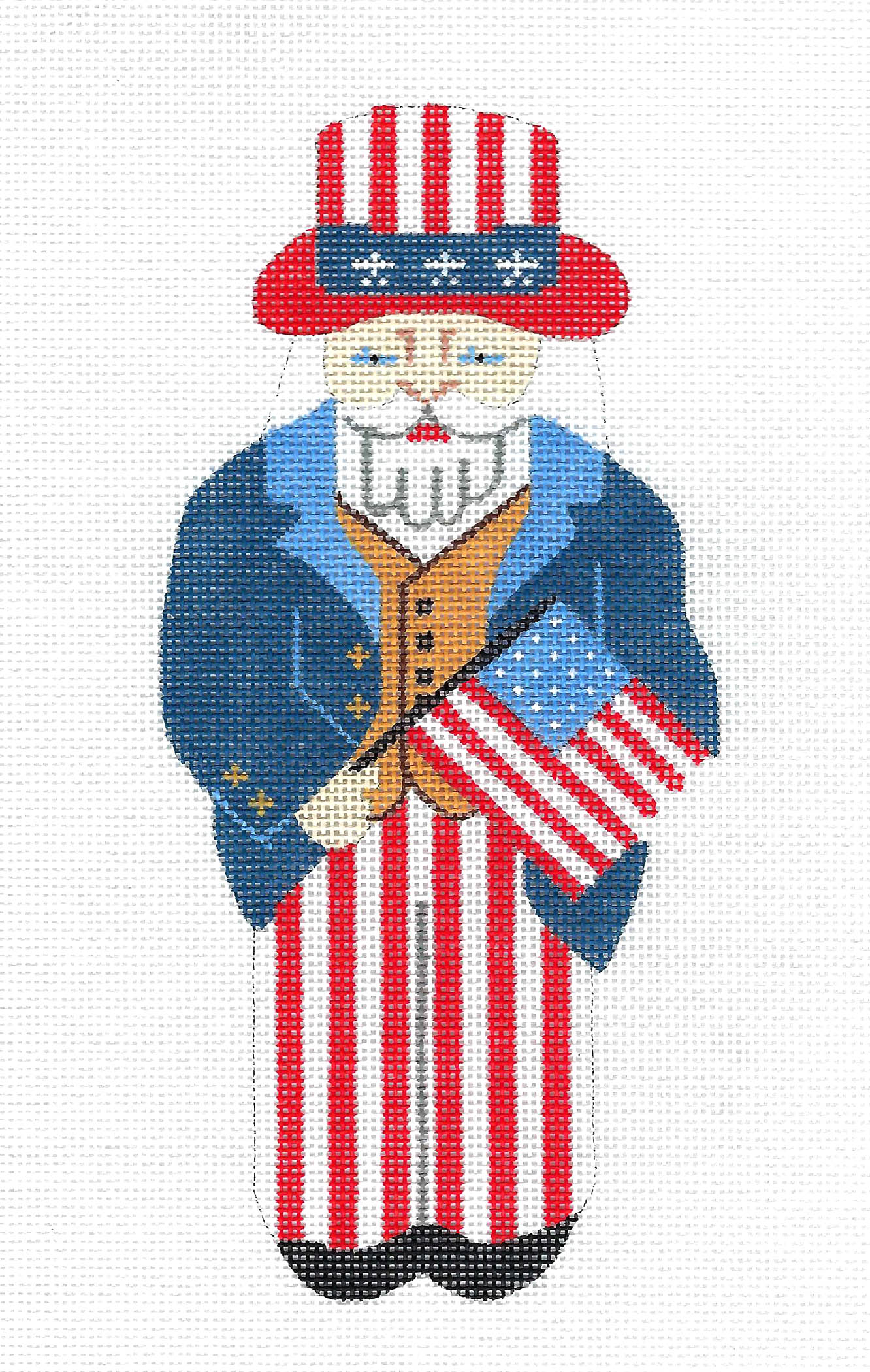 Patriotic ~ UNCLE SAM Patriotic Ornament handpainted Needlepoint Canvas by Silver Needle