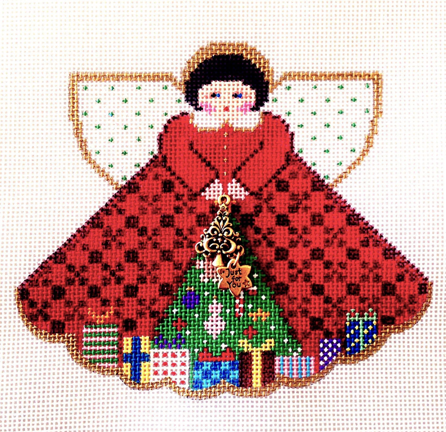 Angel ~ Under the Tree Angel & Charms & STITCH GUIDE handpainted Needlepoint Canvas by Painted Pony