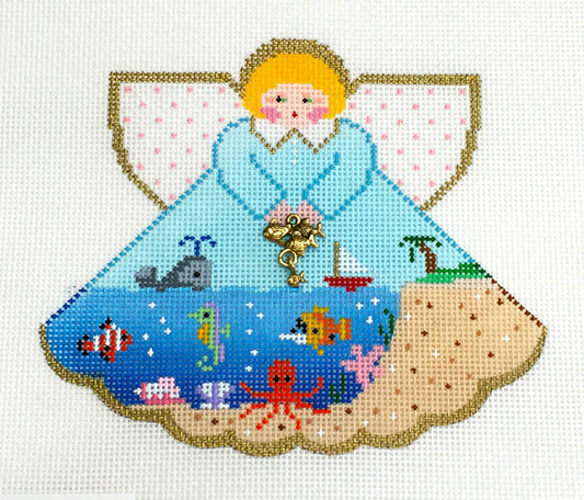 Angel ~ Under the Sea Ocean Angel Ornament handpainted Needlepoint Canvas by Painted Pony