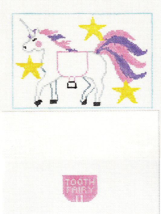 Tooth Fairy Canvas ~ Tooth Fairy Pillow UNICORN 2 Canvas SET, HP Needlepoint Canvas by Kathy Schenkel