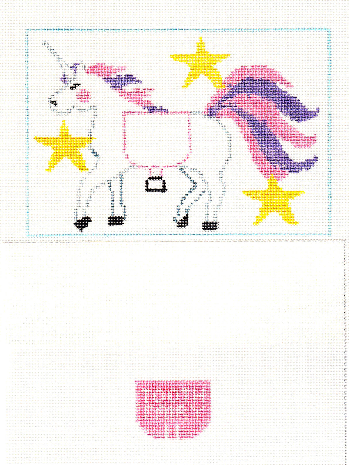 Tooth Fairy Canvas ~ Tooth Fairy Pillow UNICORN 2 Canvas SET, 18 Mesh handpainted Needlepoint Canvas by Kathy Schenkel