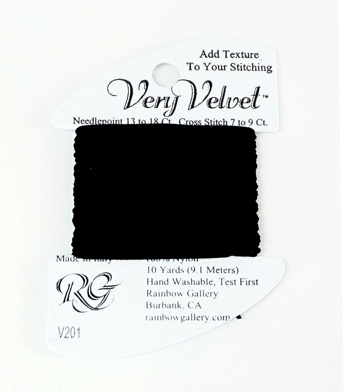 Very Velvet ~ Very Velvet #V201 "Black" 10 Yd. Needlepoint Stitching Thread by Rainbow Gallery
