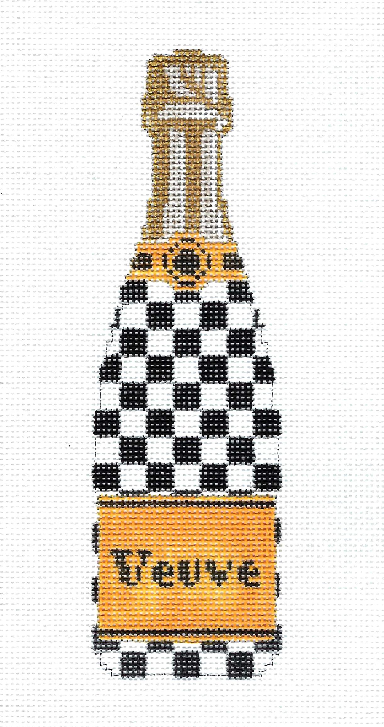 "Veuve" Champagne Bottle in Mackenzie Check Design handpainted Needlepoint Canvas by C'ate La Vie