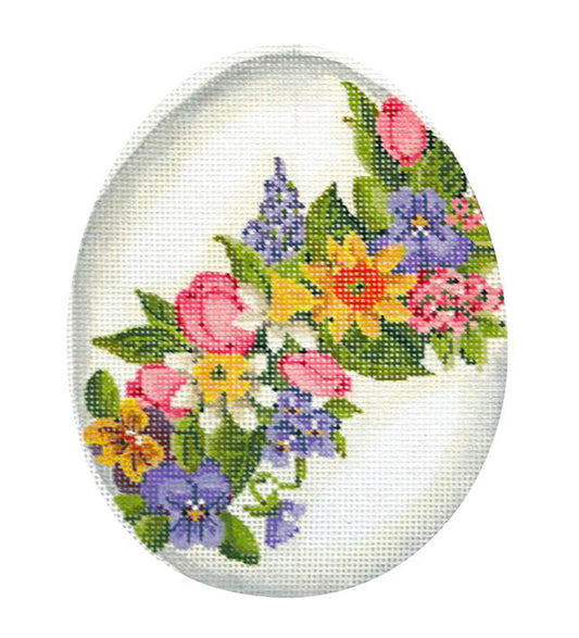 Kelly Clark ~ LG. Victorian Floral Garland Easter Egg handpainted Needlepoint Canvas by Kelly Clark