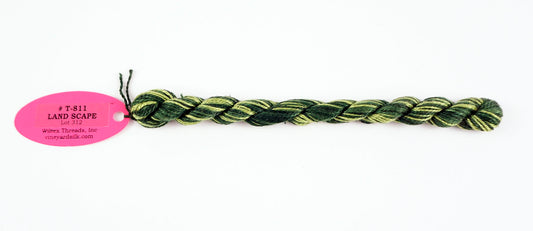 Silk ~ 100% SILK Green Thread, Landscape, "Tone on Tone", 30 Yard Skein #T-811 for Needlepoint from Wiltex